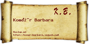 Komár Barbara névjegykártya